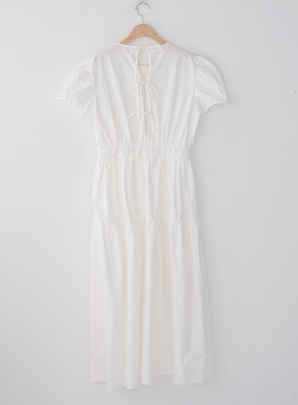 Puff Sleeve Dress with Ribbon Back