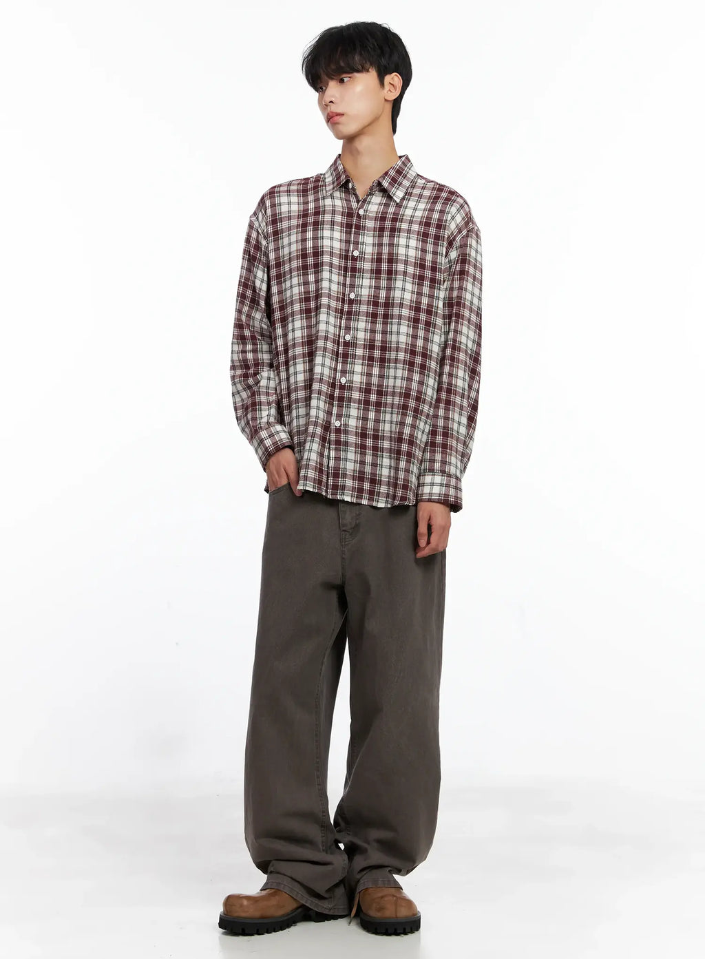 Men's Washed Wide-Leg Pants IS519