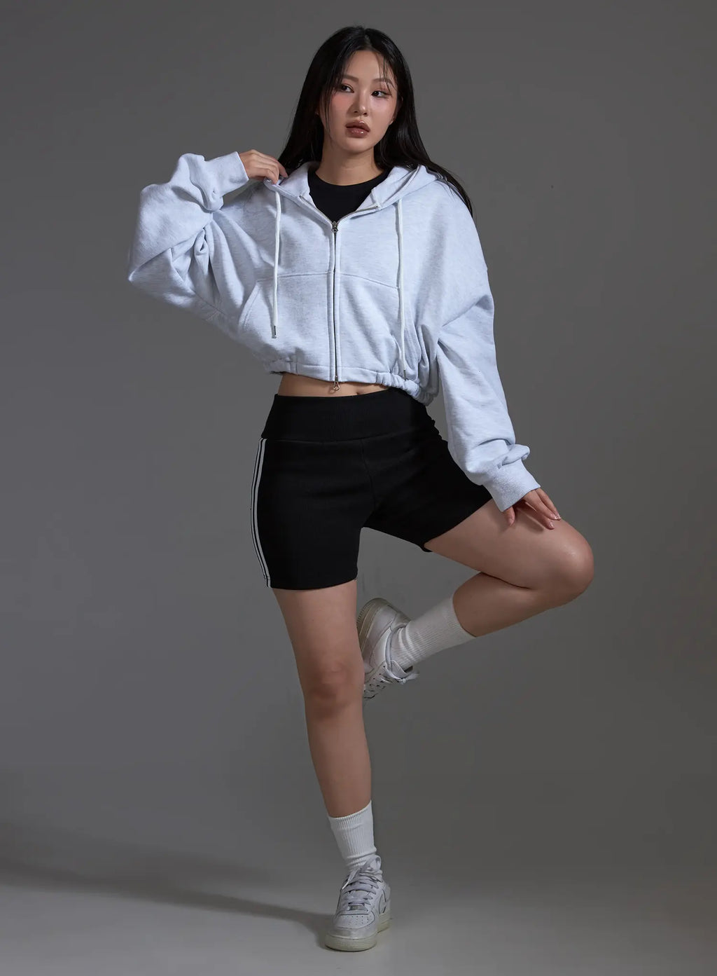 Cropped Zip-Up Hoodie IO517