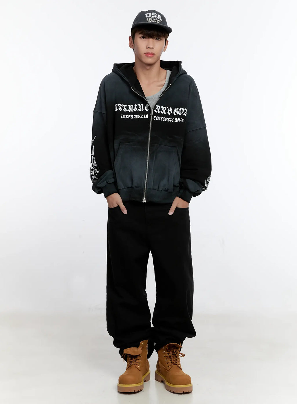Men's Graphic Zip-Up Hoodie IS530