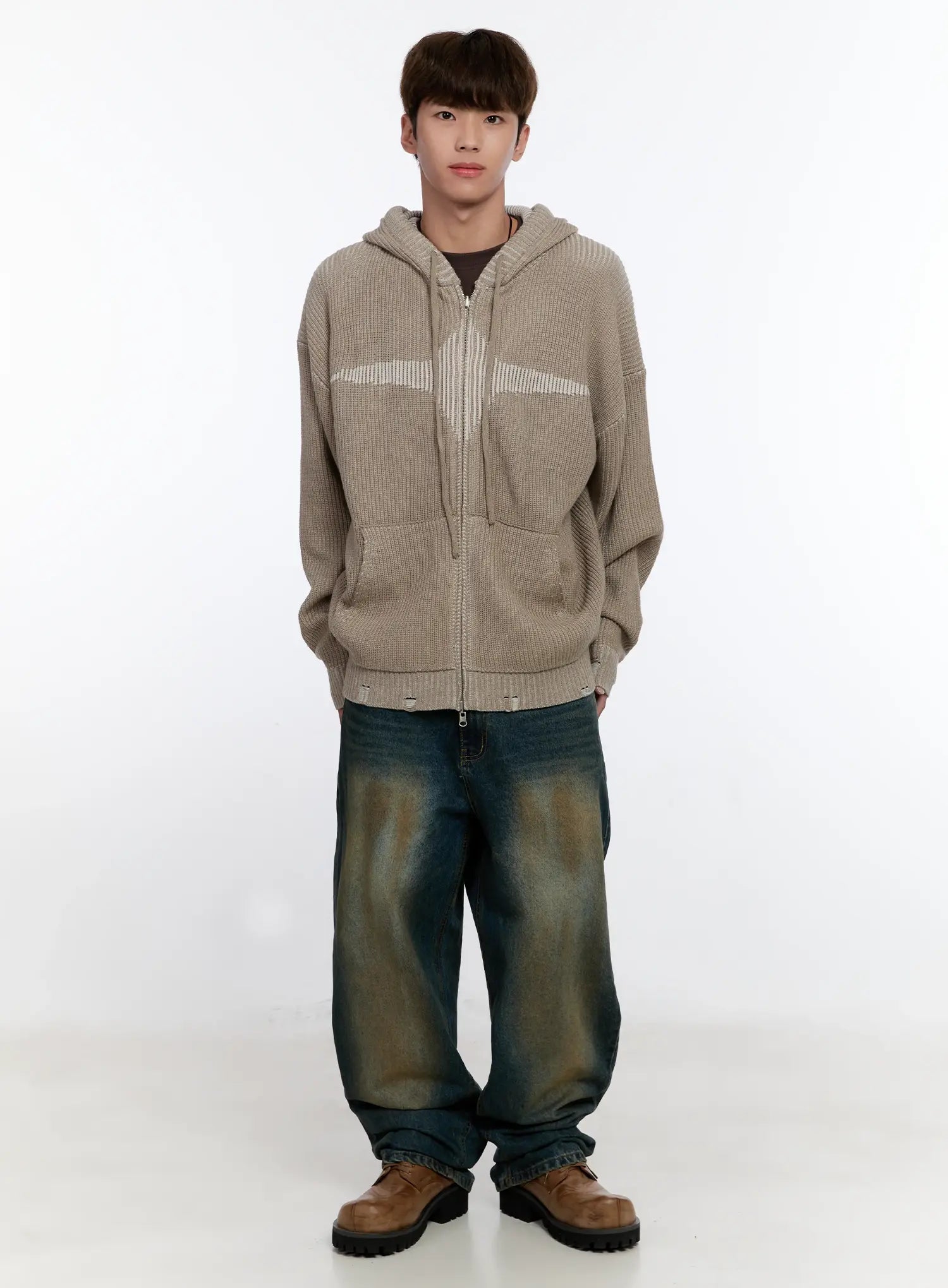 Men's Vintage Wash Wide Leg Jeans IS530