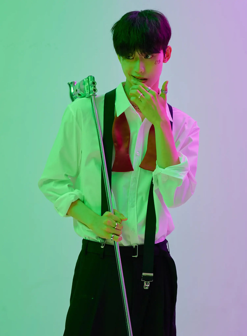 Men's Classic Belted Wide-Leg Pants IO506