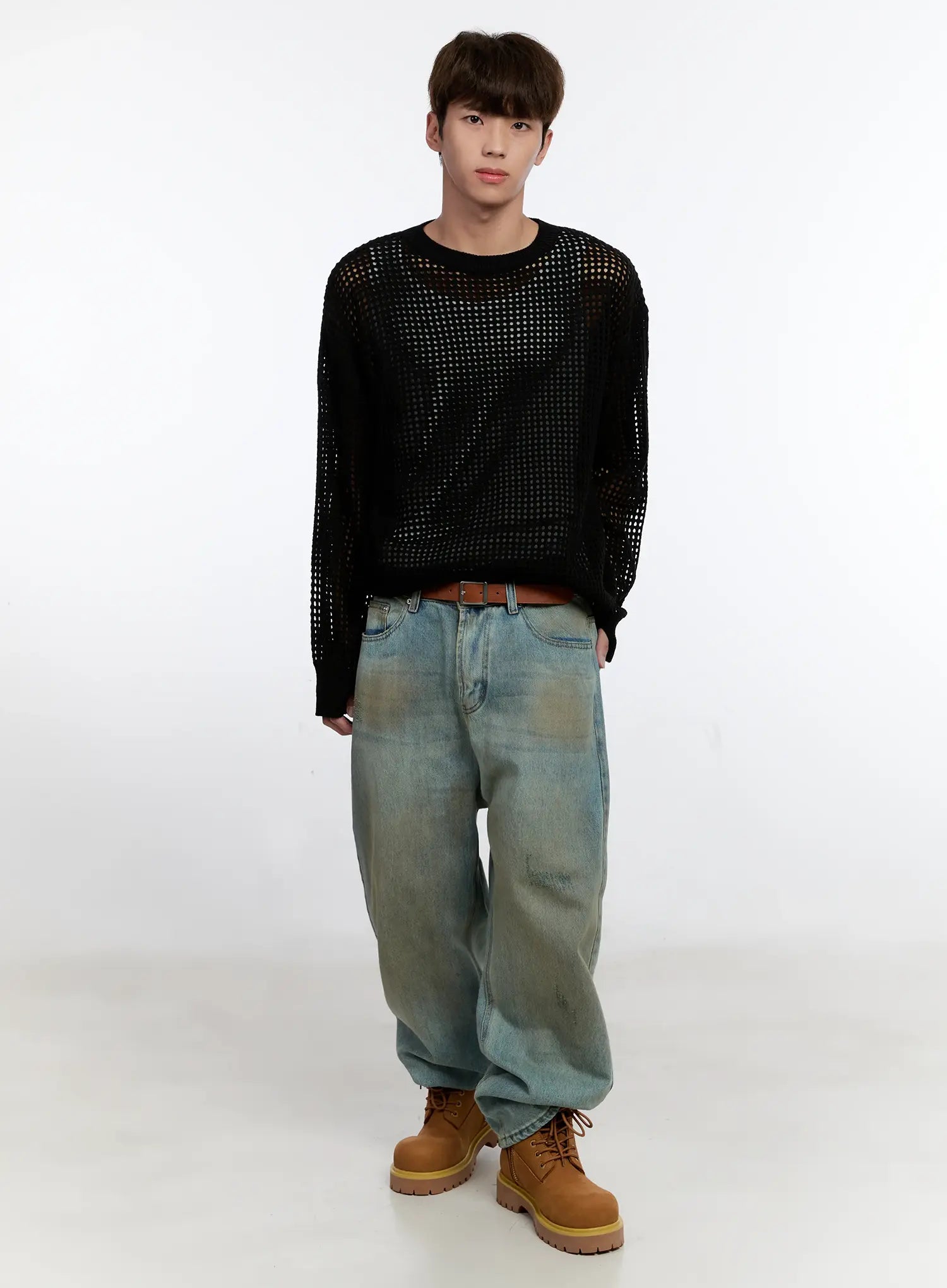 Men's Mesh Knit Sweater IS529