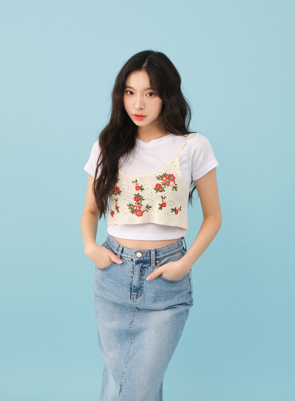 Slit Mermaid Fit Denim Maxi Skirt BJ03