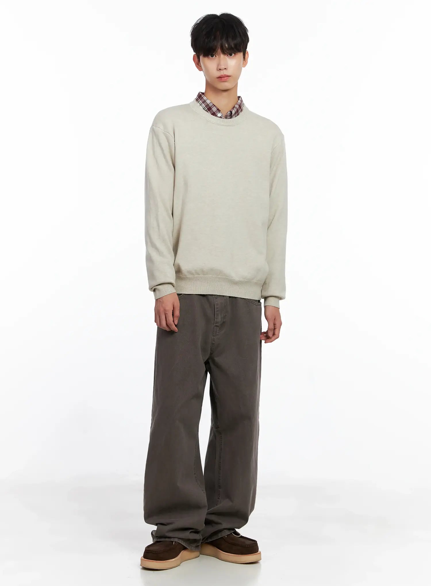 Men's Washed Wide-Leg Pants IS519