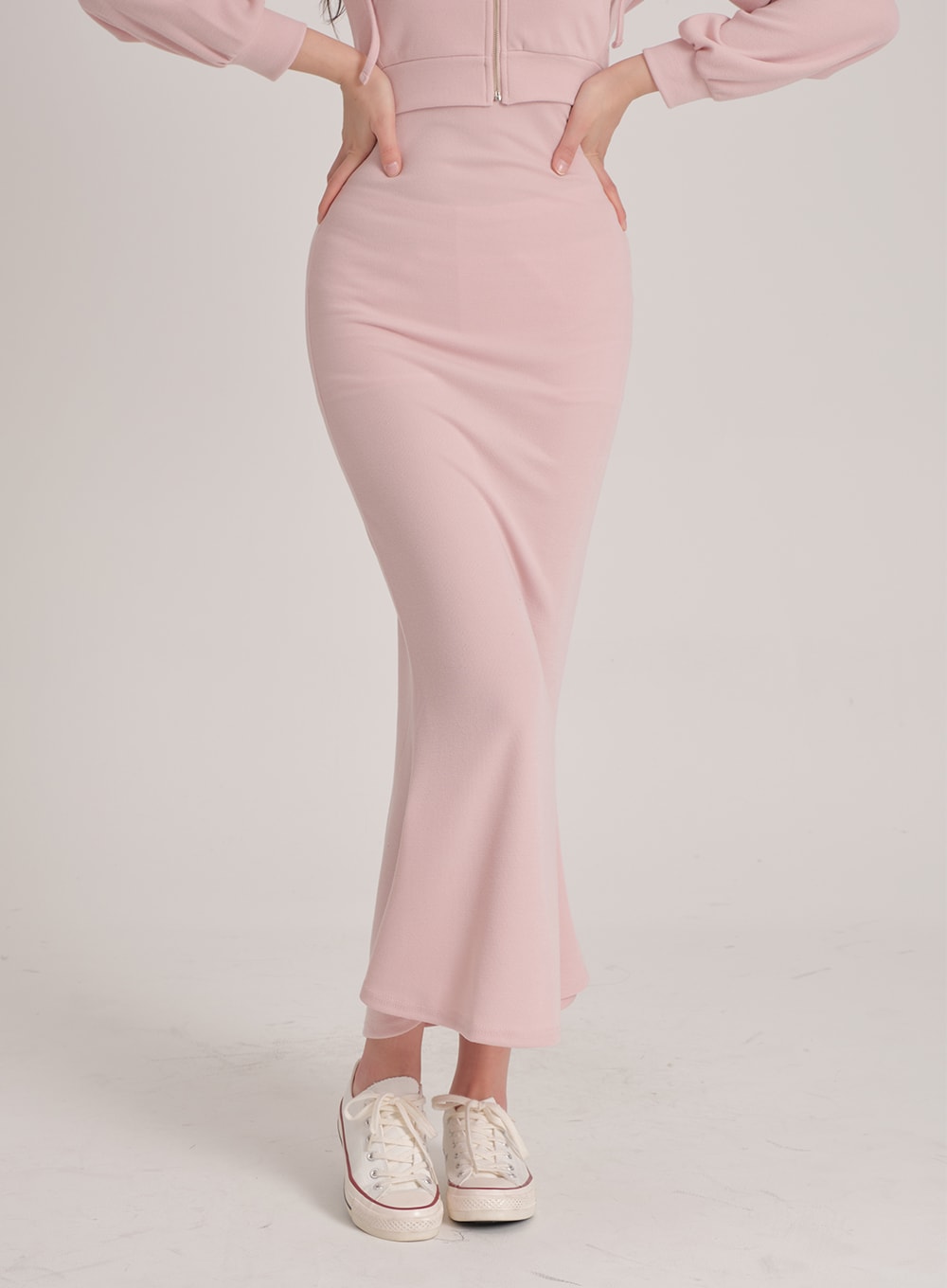 Zip up Hoodie and Sleeveless Maxi Dress Set J31