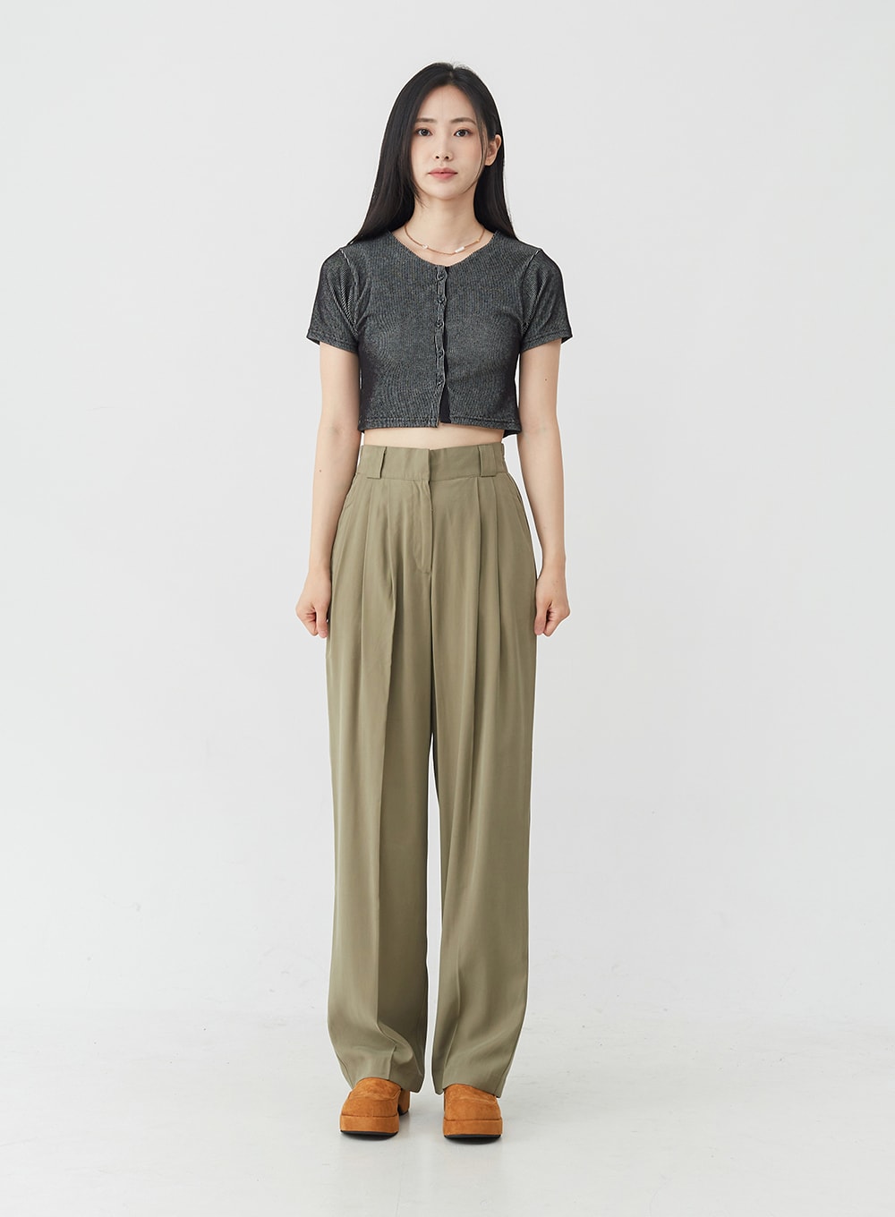 Basic Round Neck Cropped Cardigan OU1