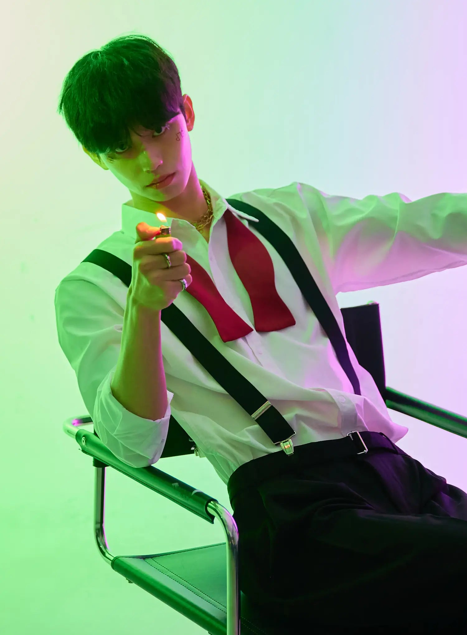 Men's Classic Belted Wide-Leg Pants IO506