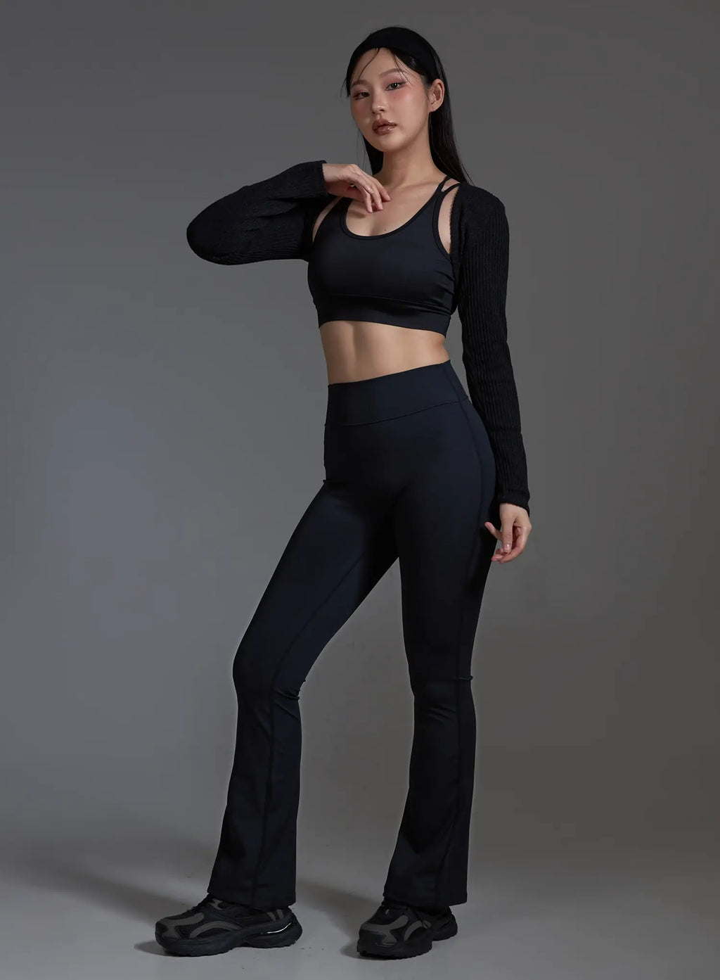 Ribbed Bolero Top (Black) IO517