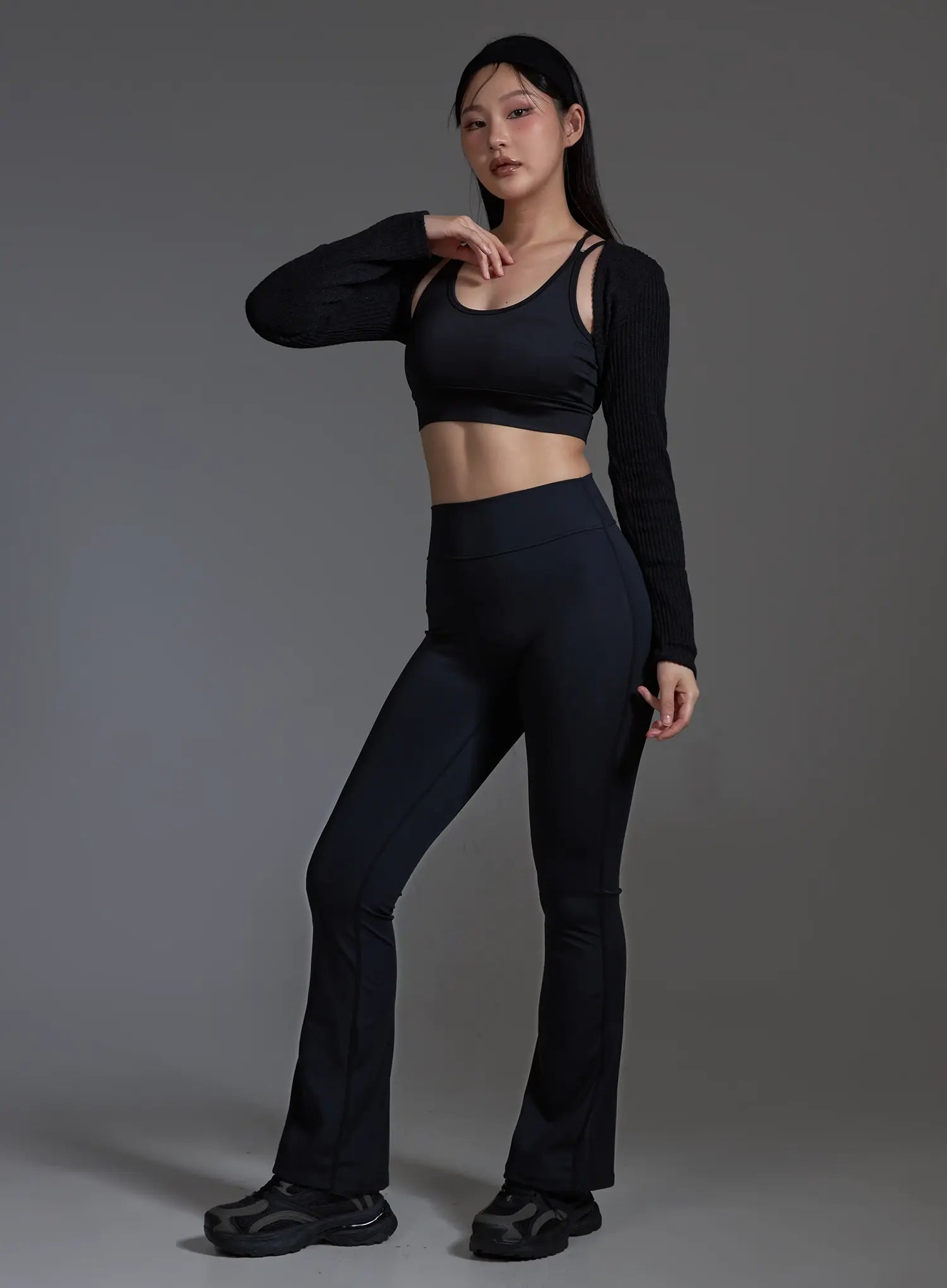 Ribbed Bolero Top (Black) IO517