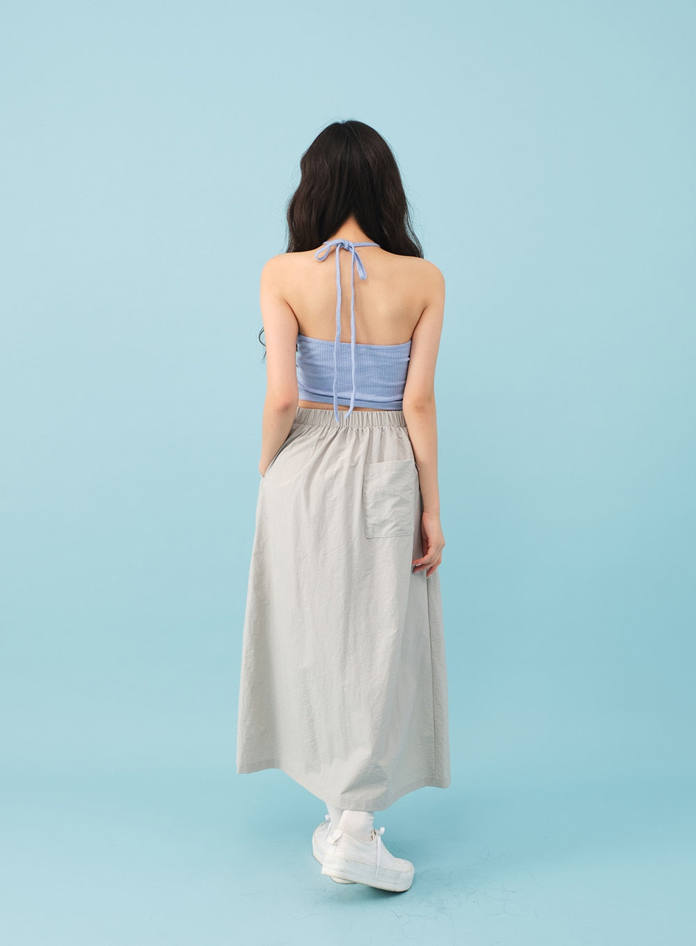 Nylon Maxi Skirt with Banded Back BJ03