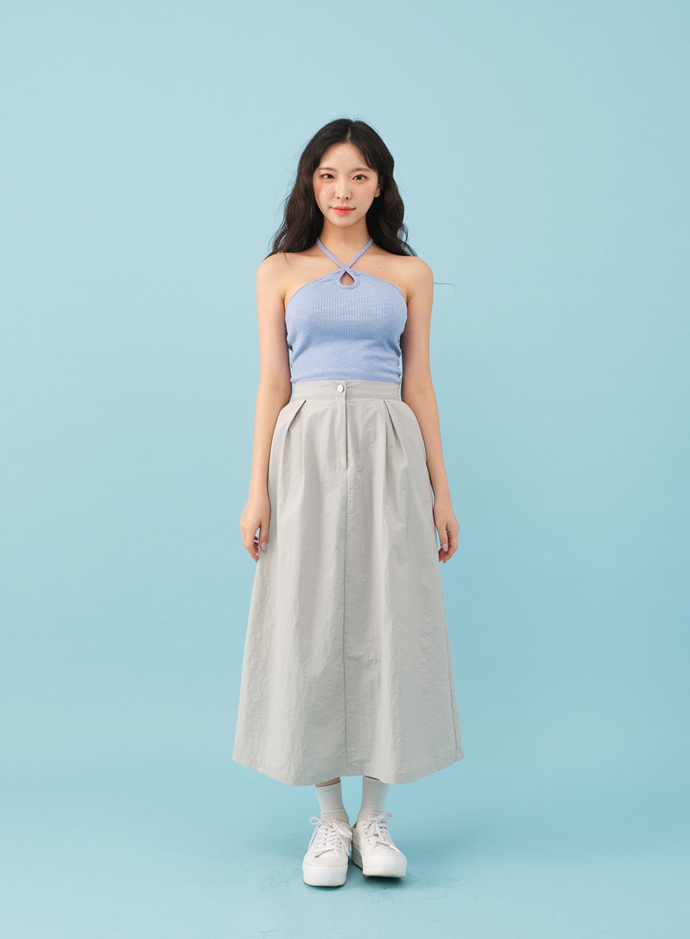 Nylon Maxi Skirt with Banded Back BJ03