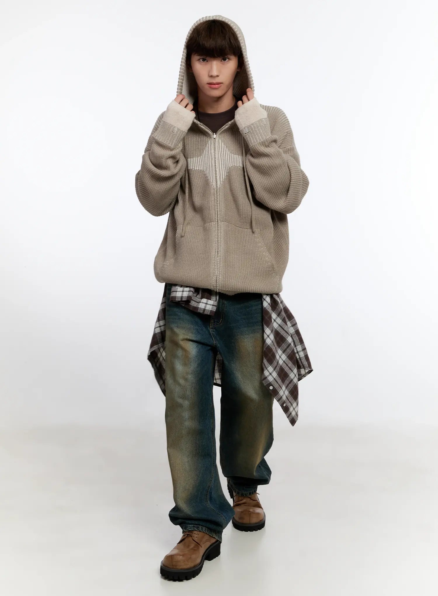 Men's Vintage Wash Wide Leg Jeans IS530