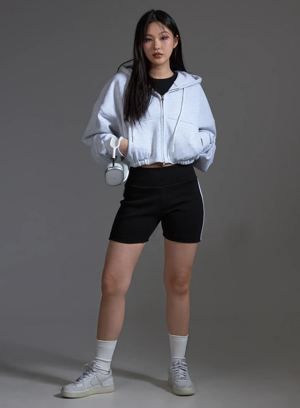 Cropped Zip-Up Hoodie IO517