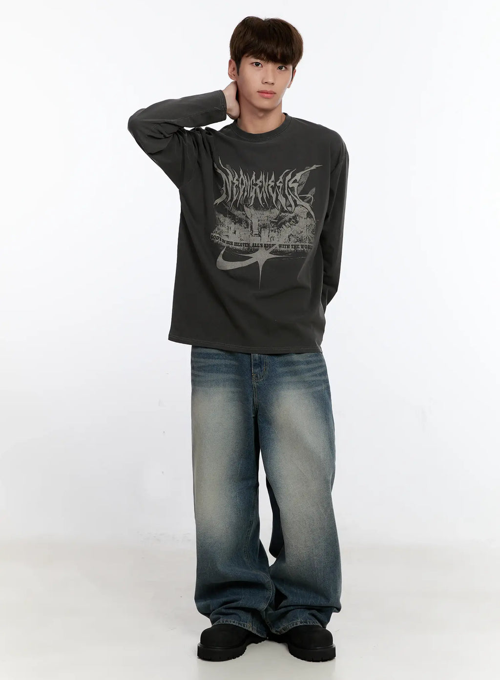 Men's Vintage Wash Baggy Jeans IS529