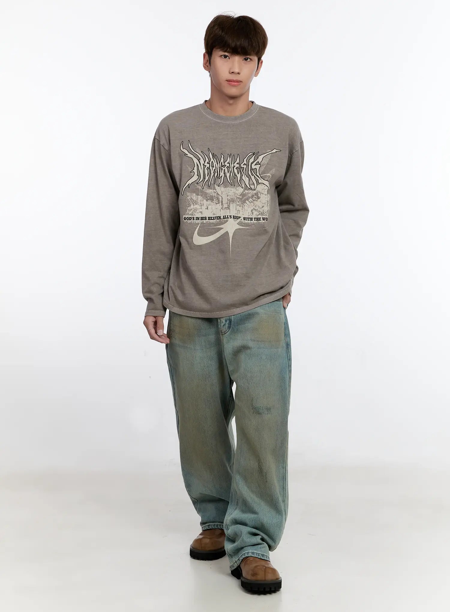 Men's Vintage Wash Wide Fit Jeans IS529