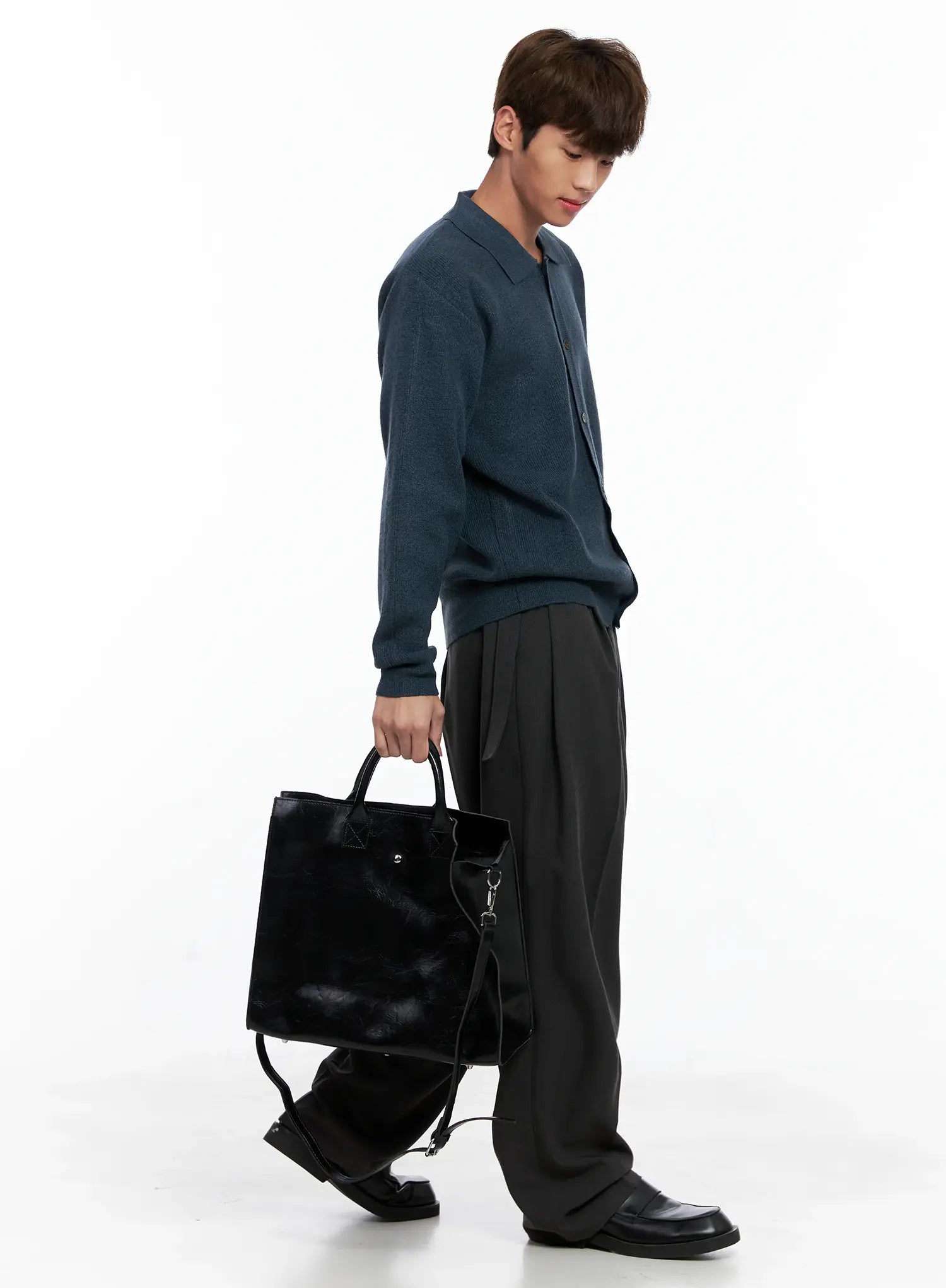 Men's Classic Belted Wide-Leg Pants IO506