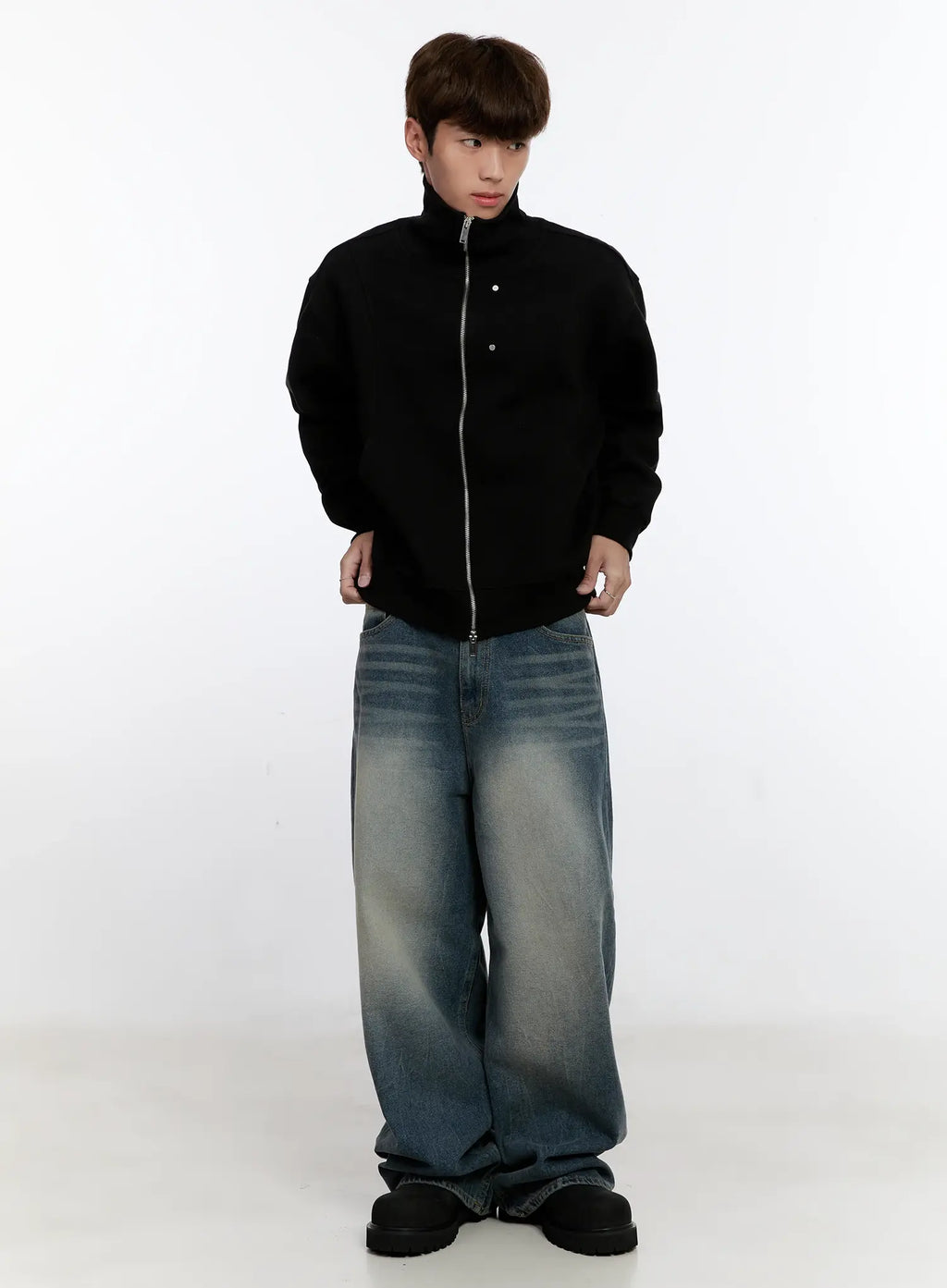 Men's Vintage Wash Baggy Jeans IS529