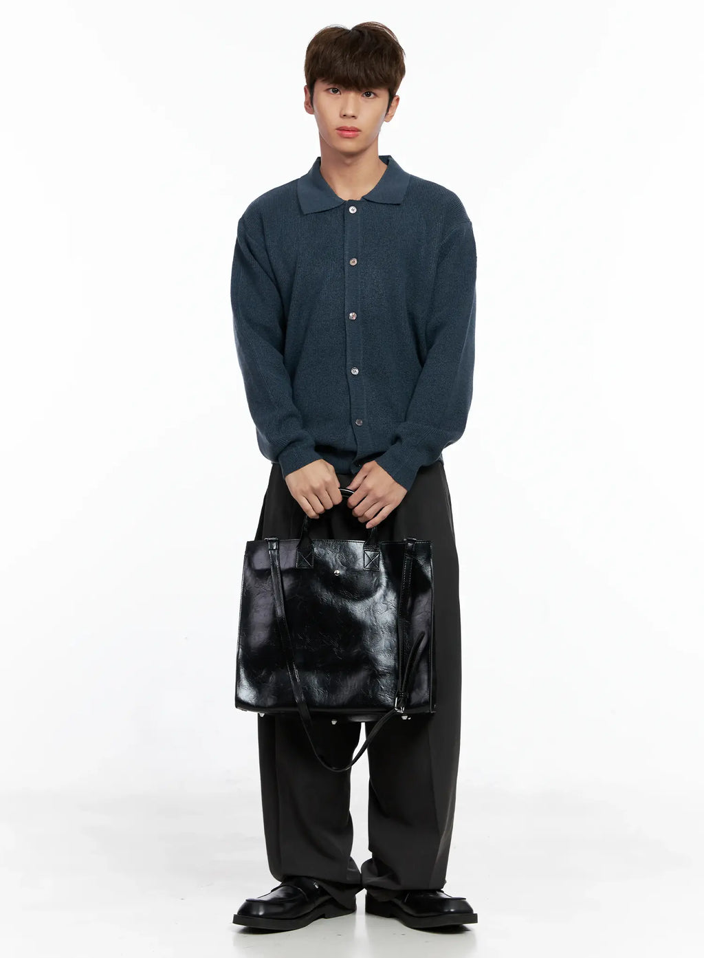 Men's Classic Belted Wide-Leg Pants IO506