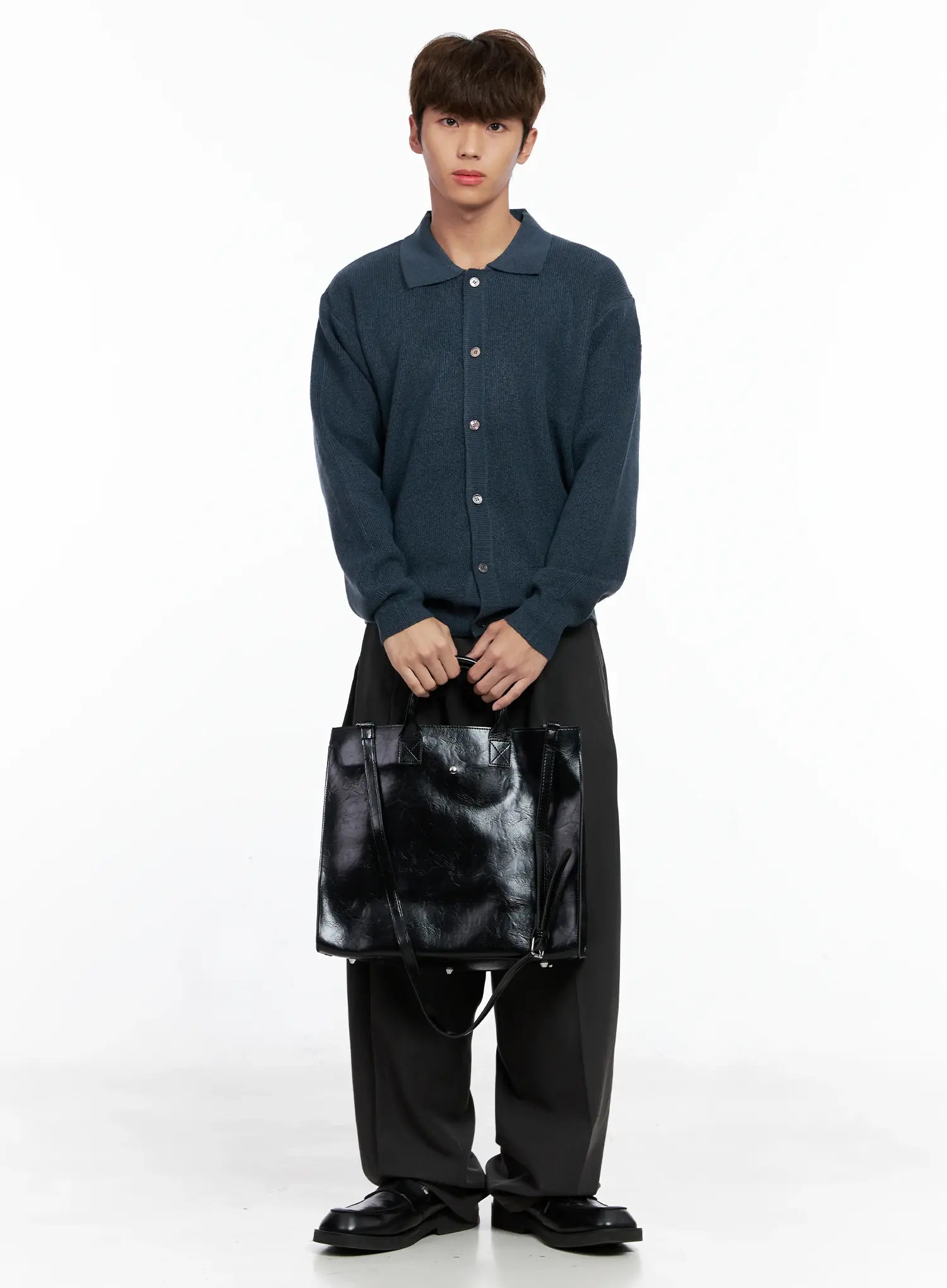 Men's Classic Belted Wide-Leg Pants IO506