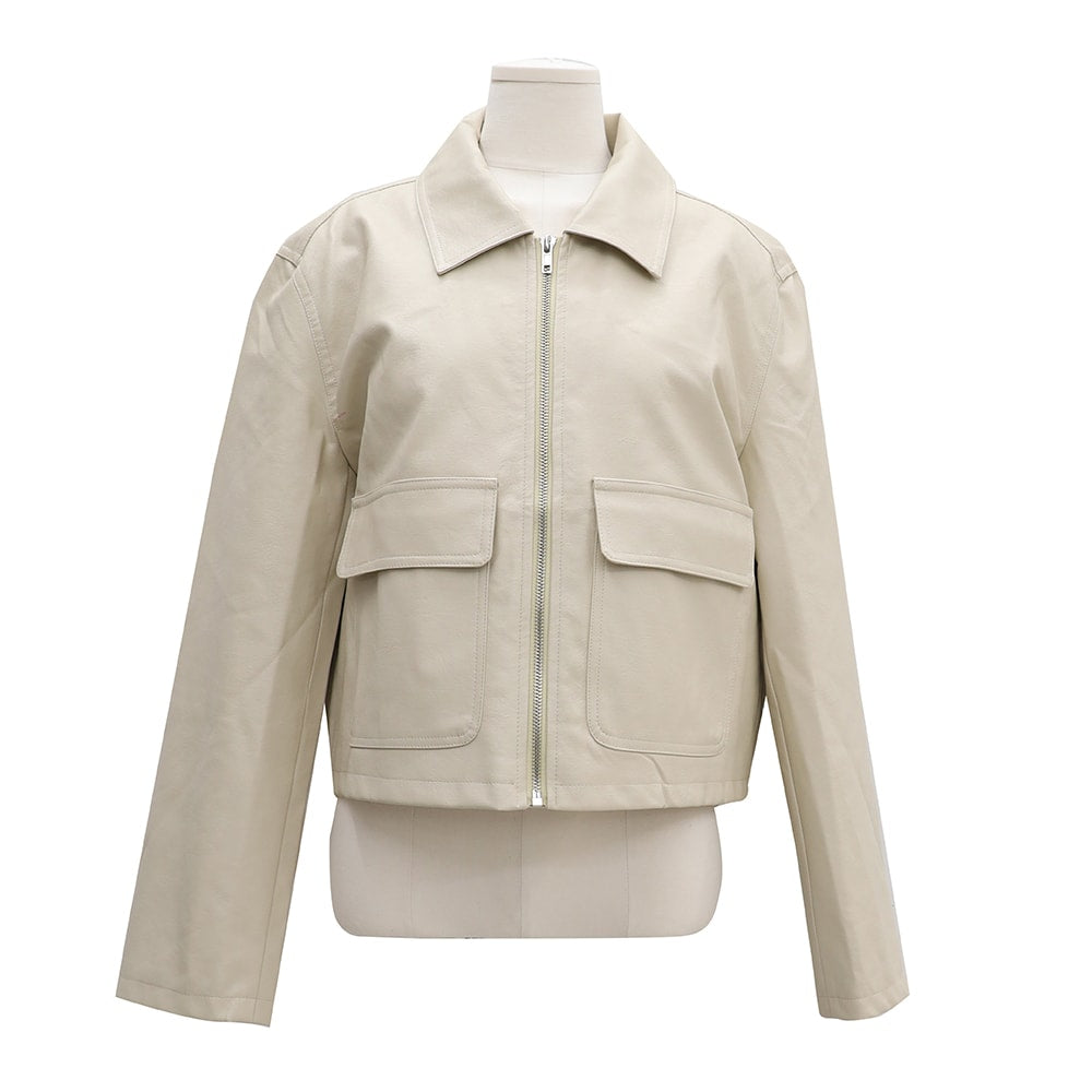 Big Pocket Faux Leather Jacket OA01