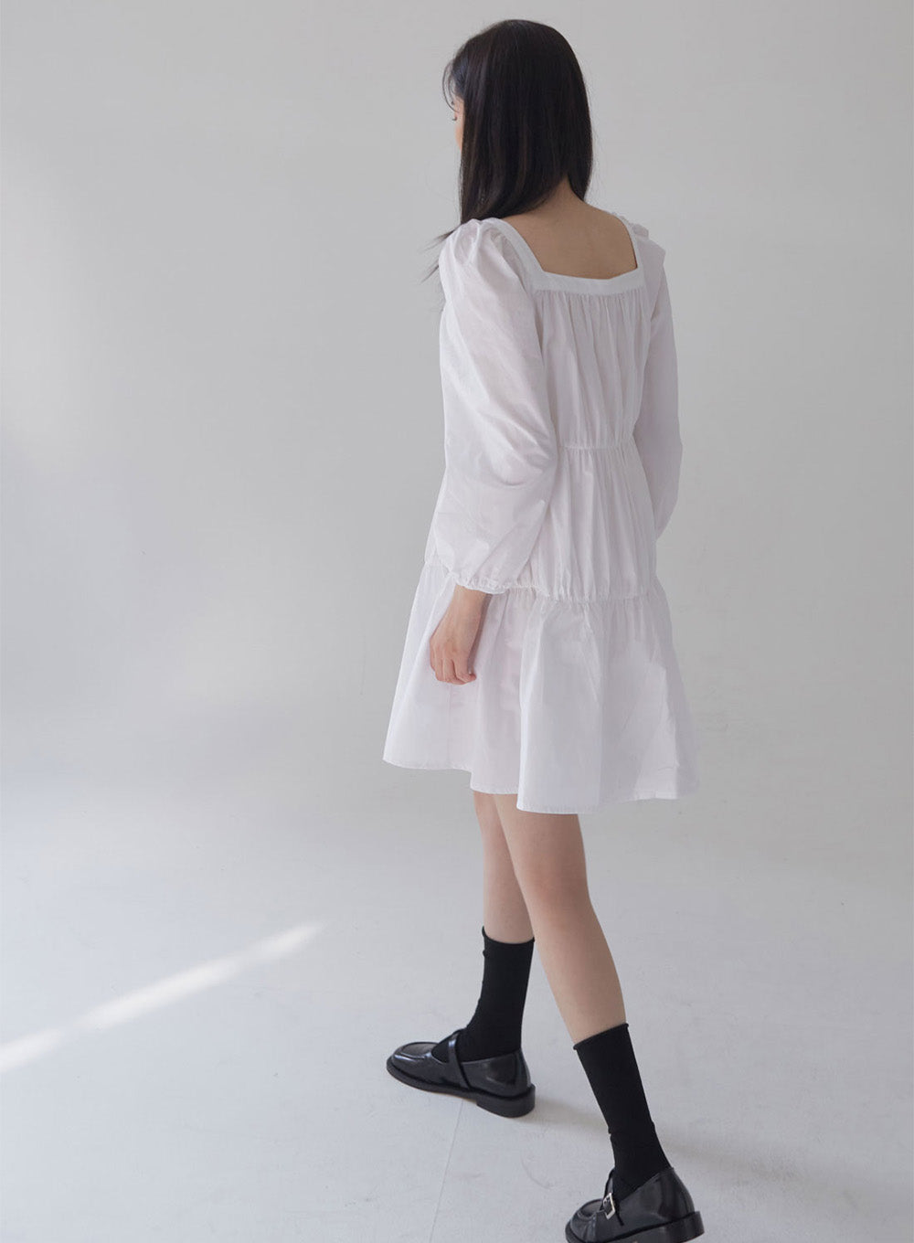 Square Neck Tiered Mini Dress