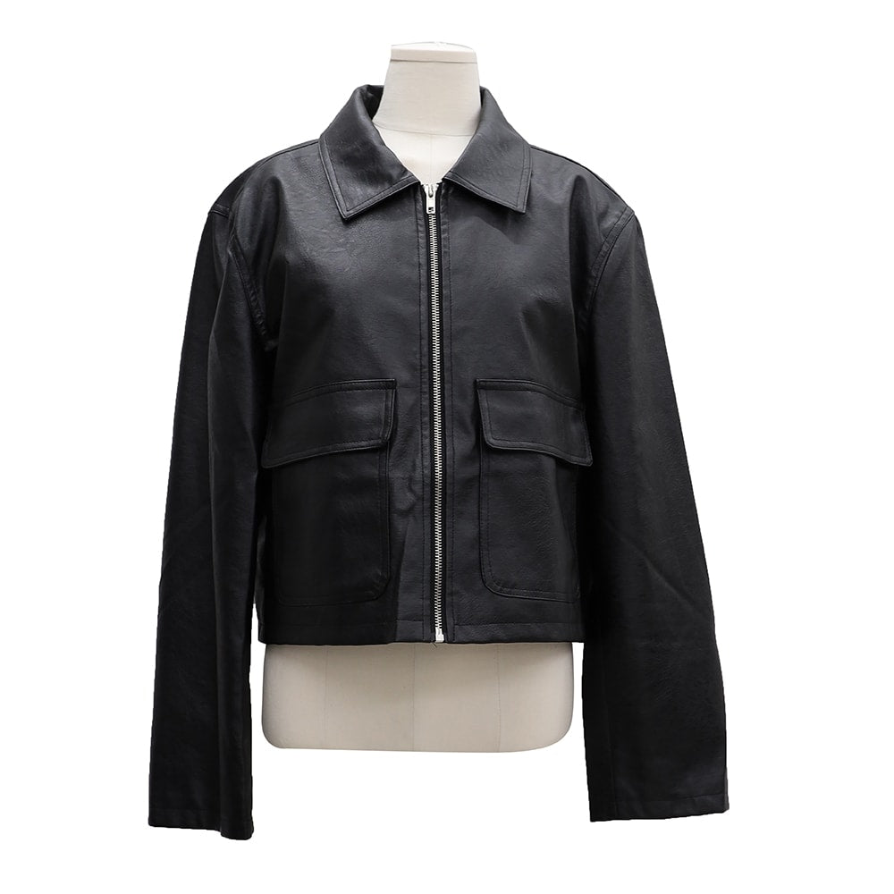 Big Pocket Faux Leather Jacket OA01