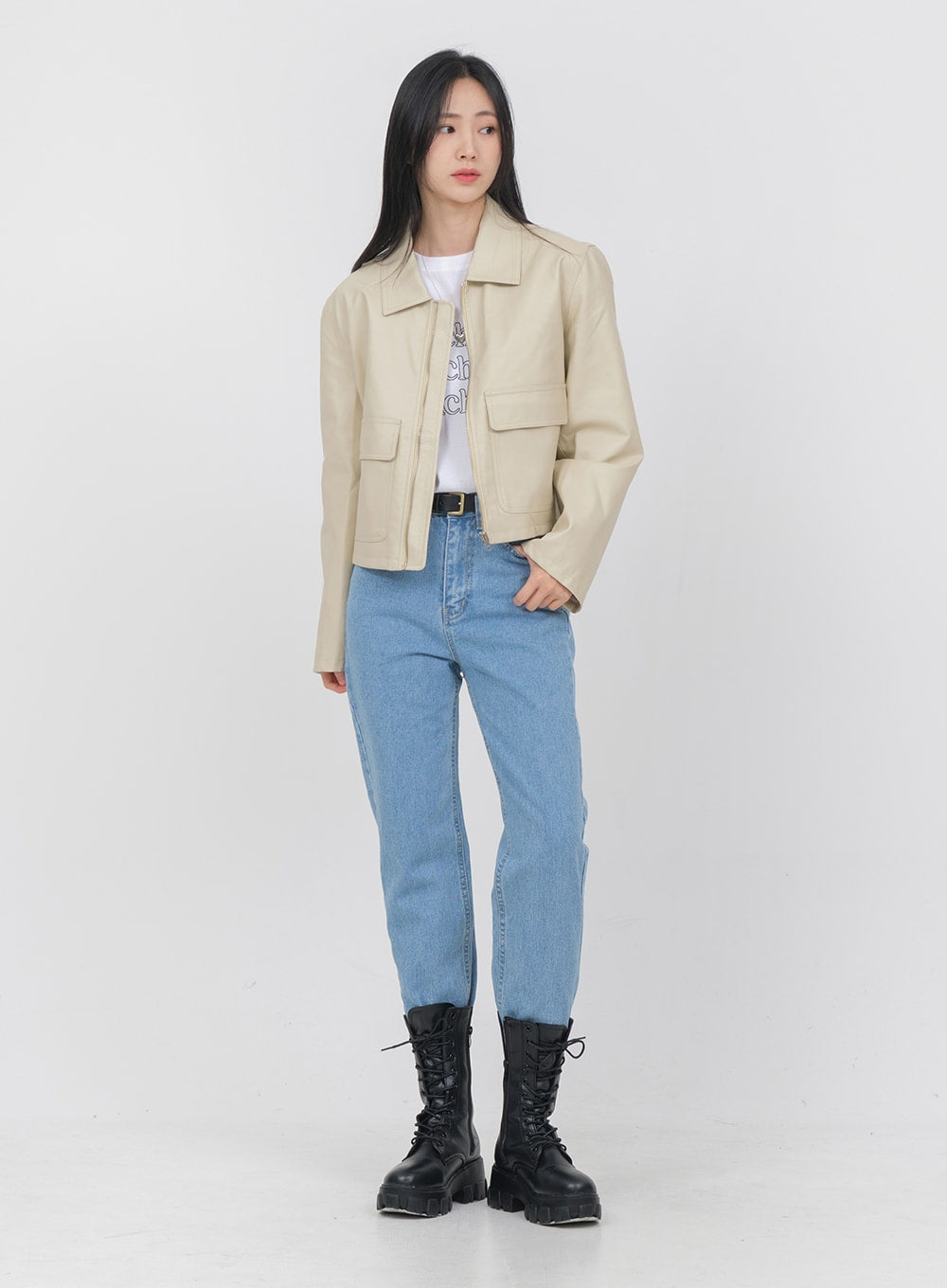 Big Pocket Faux Leather Jacket OA01