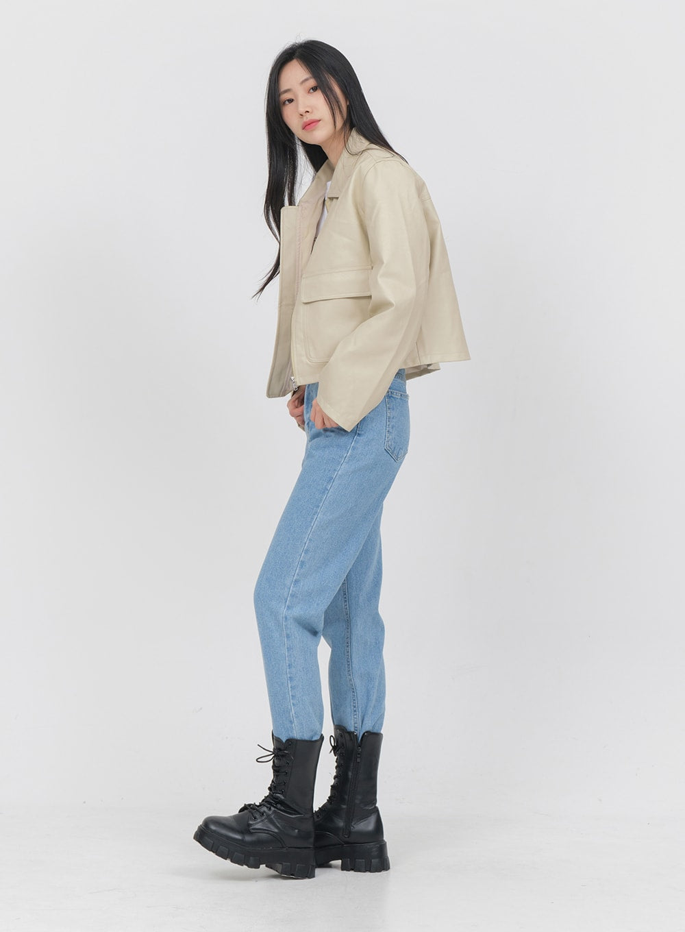 Big Pocket Faux Leather Jacket OA01