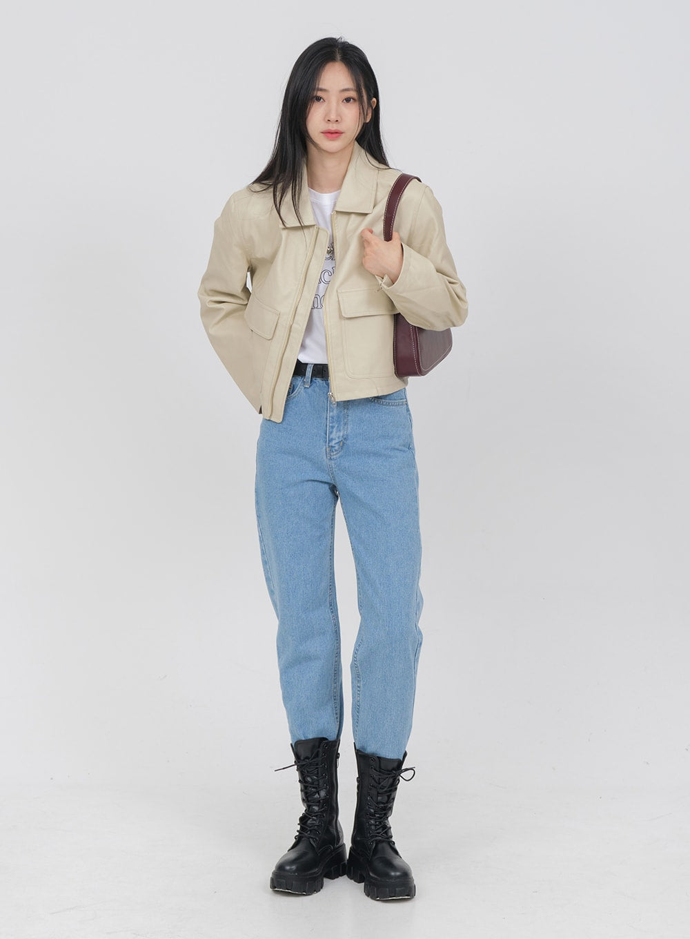 Big Pocket Faux Leather Jacket OA01