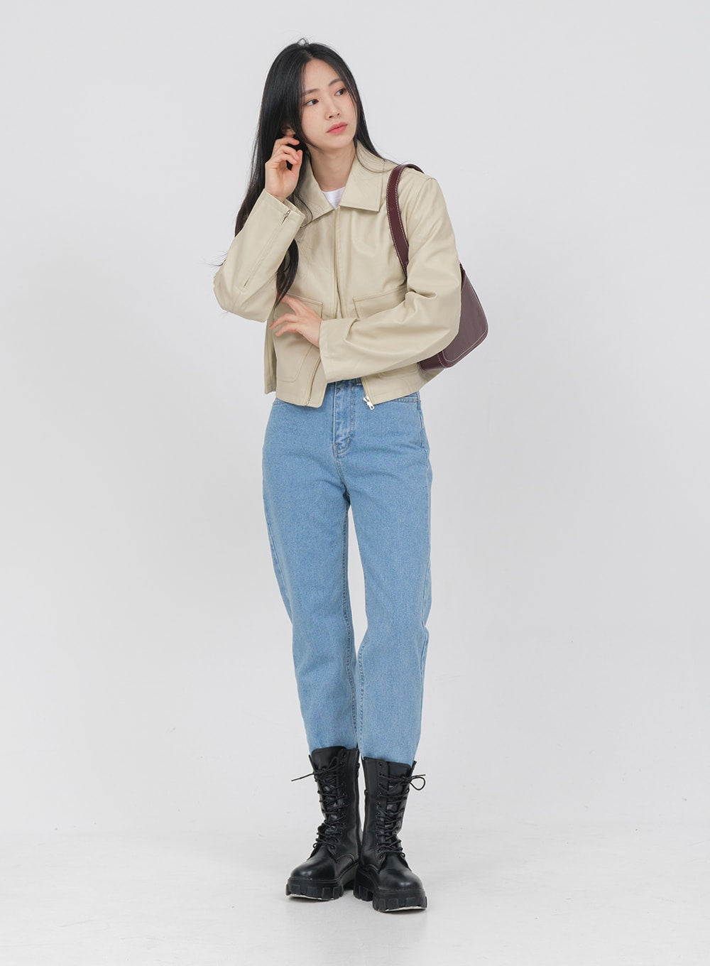 Big Pocket Faux Leather Jacket OA01