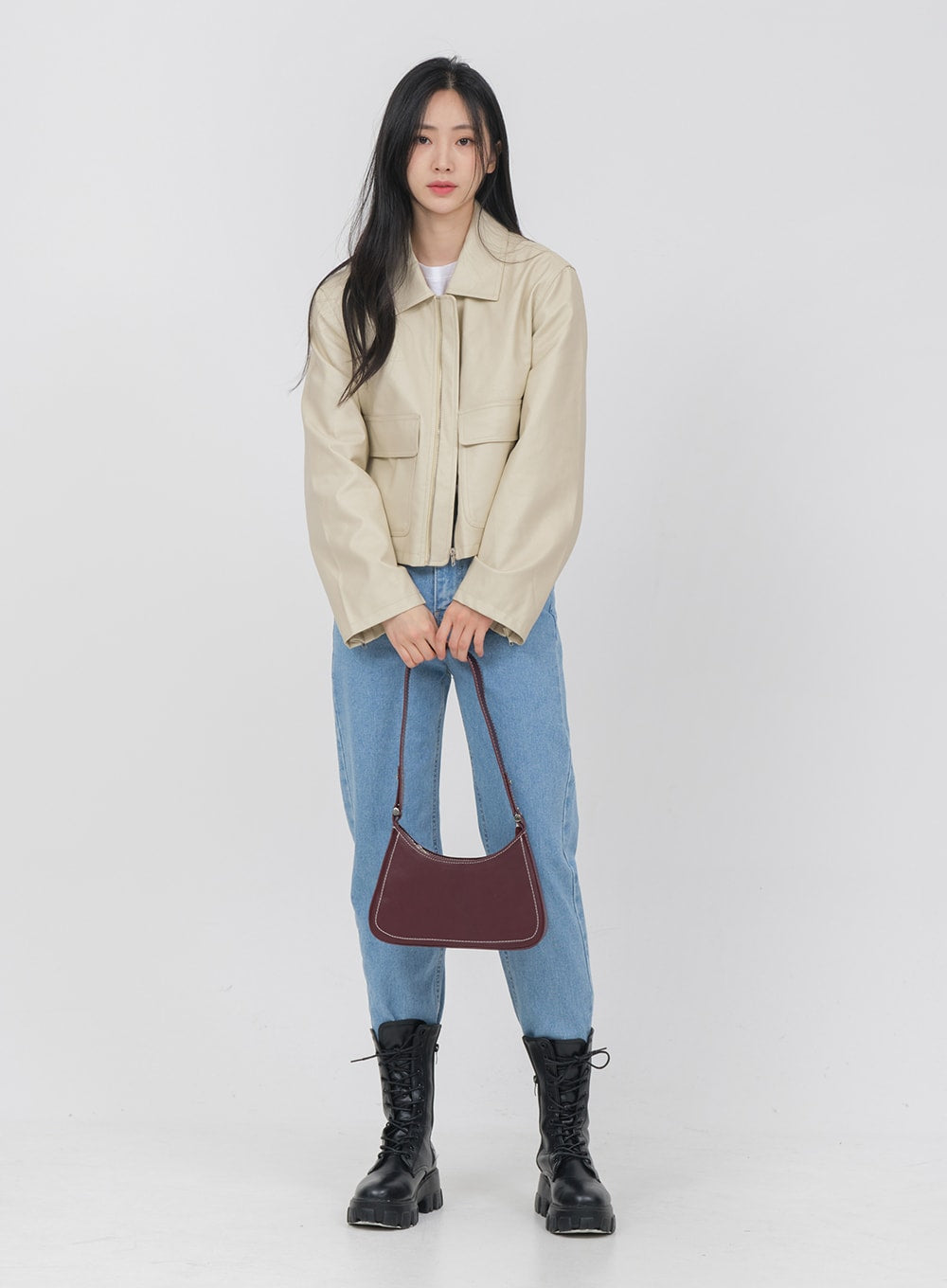 Big Pocket Faux Leather Jacket OA01