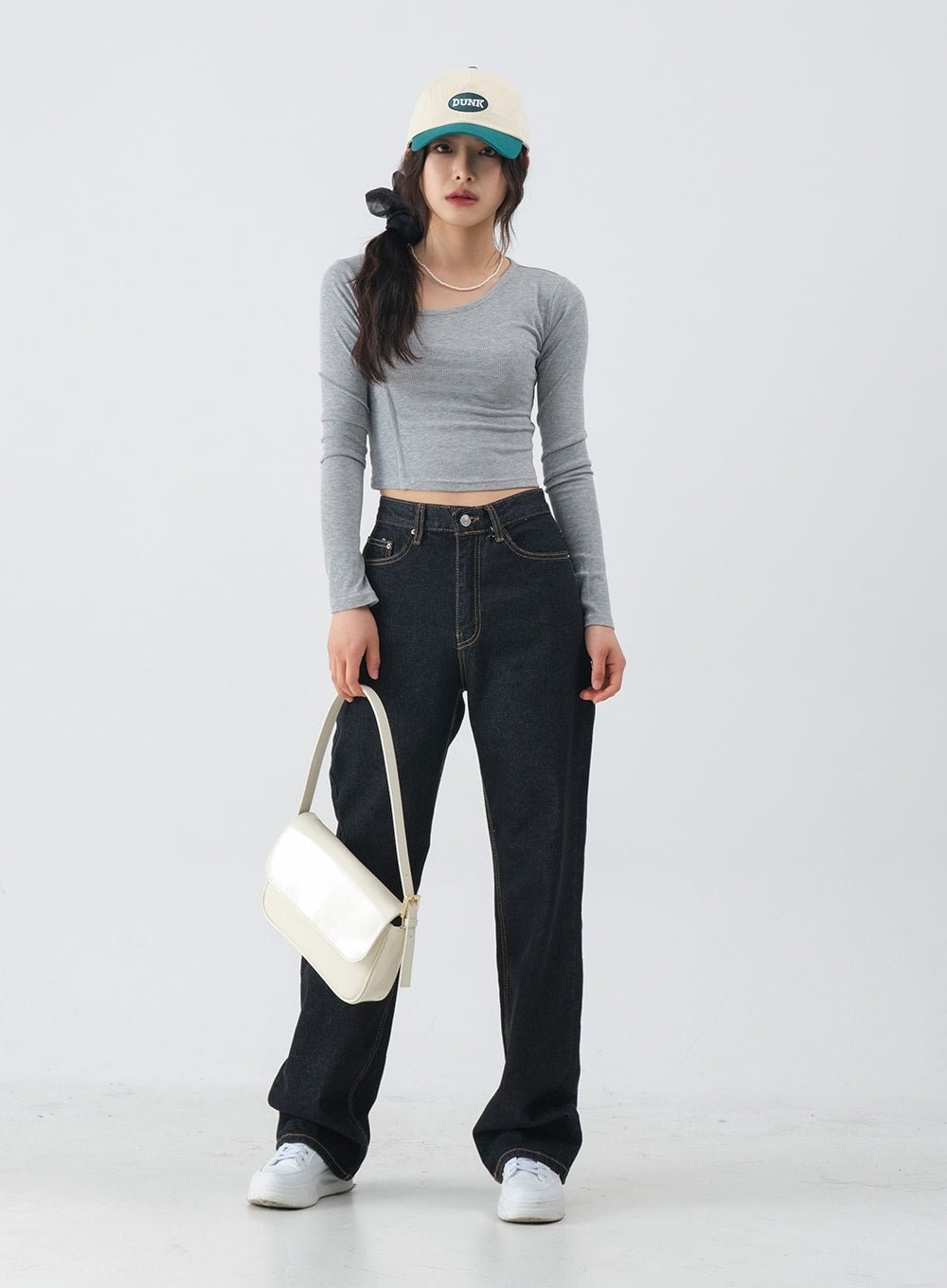 Charcoal Black Long Denim Pants OM6