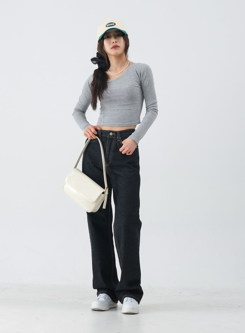 Charcoal Black Long Denim Pants OM6