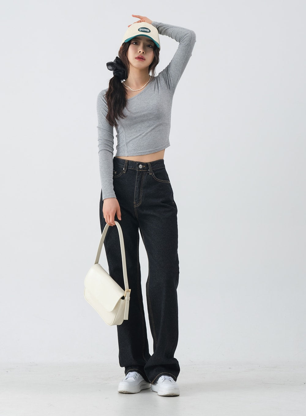 Charcoal Black Long Denim Pants OM6