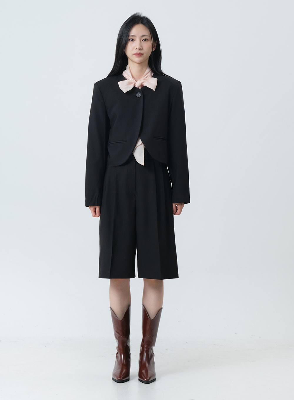 Minimalist Collarless Single Button Tailored Bolero OY19