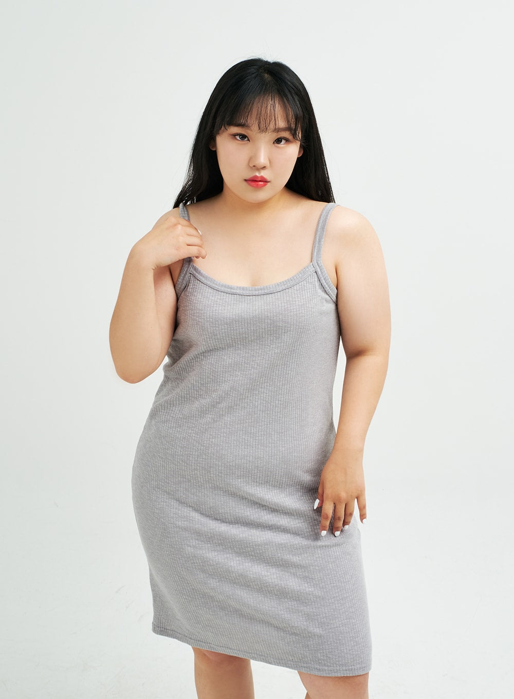 Plus Sleeveless Ribbed Midi Dress IY24