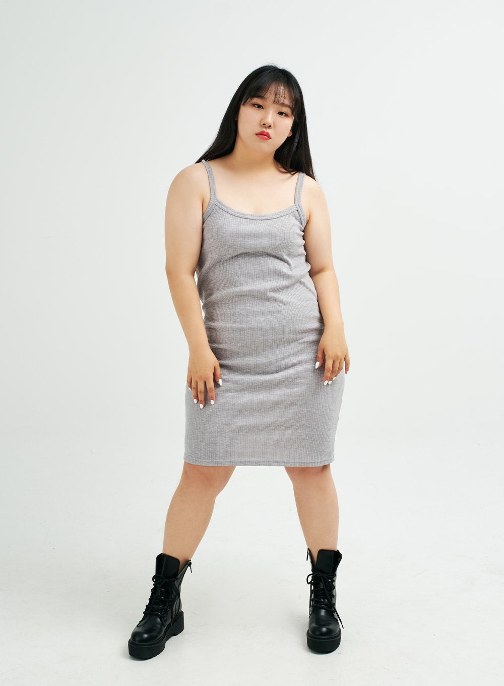 Plus Sleeveless Ribbed Midi Dress IY24