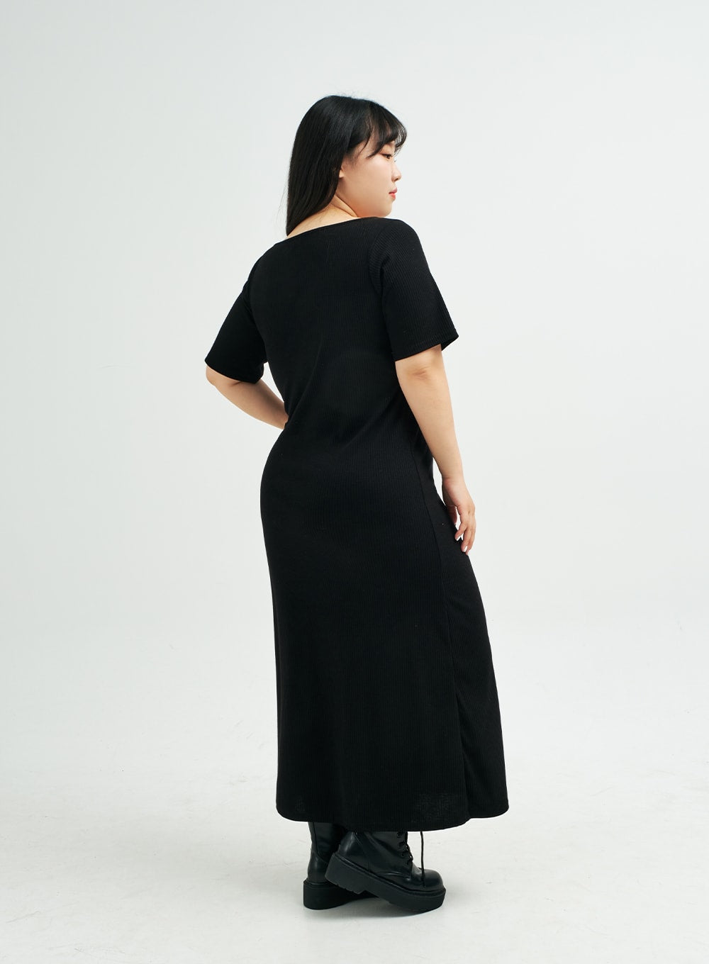 Plus Square Neck V Strap Maxi Dress IY24