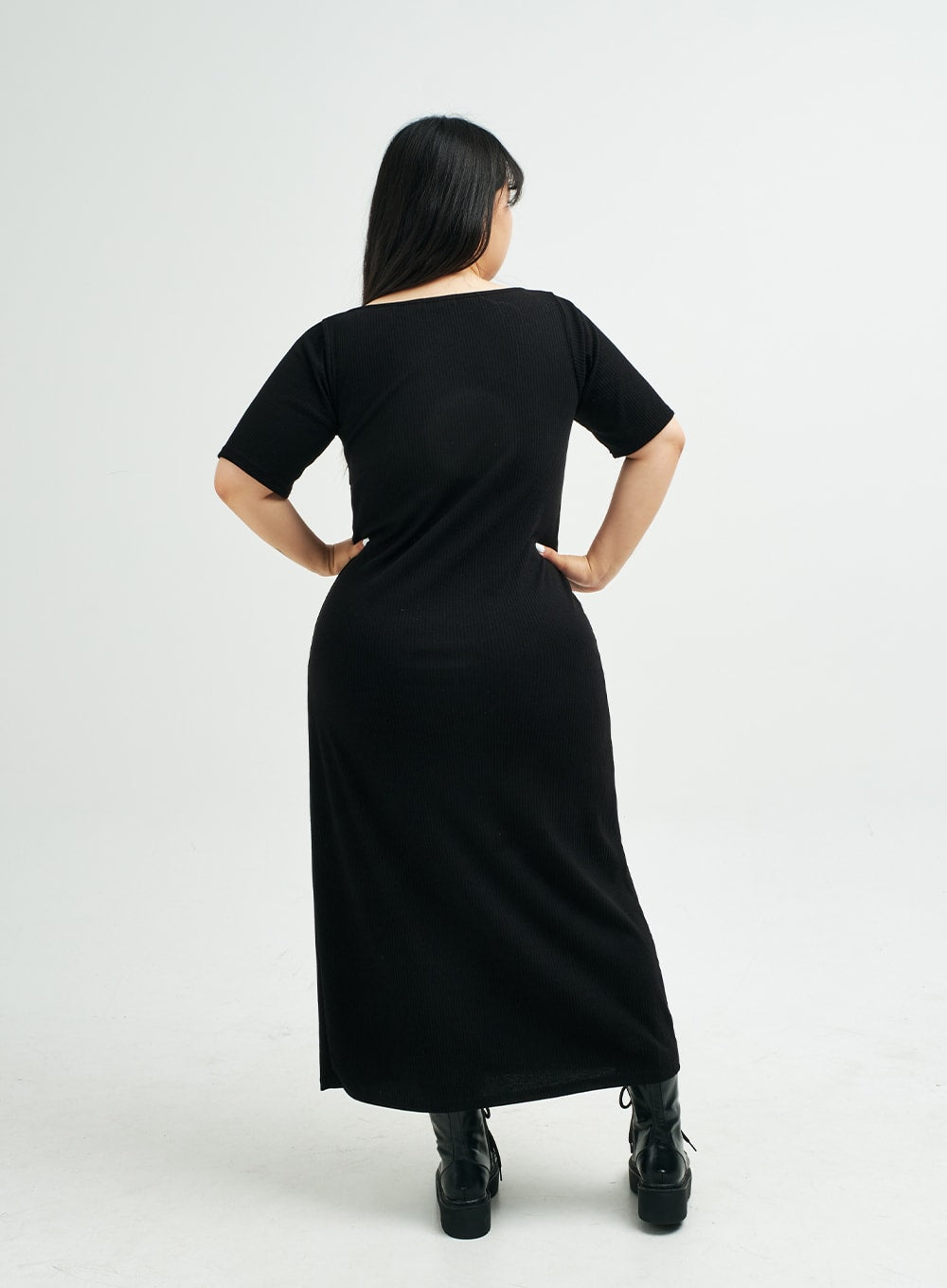 Plus Square Neck V Strap Maxi Dress IY24