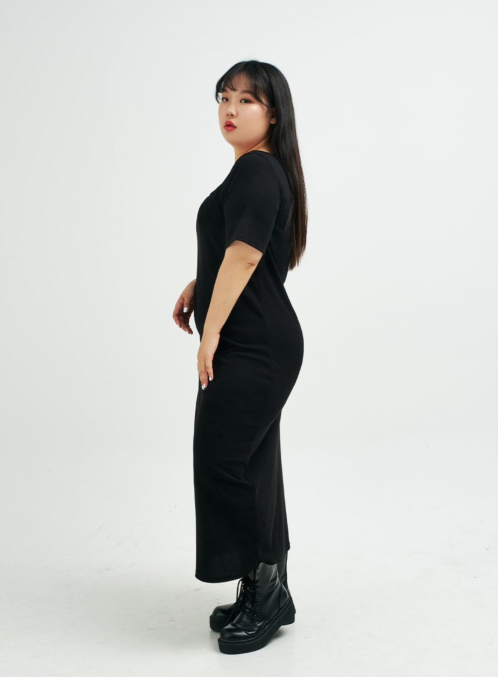 Plus Square Neck V Strap Maxi Dress IY24