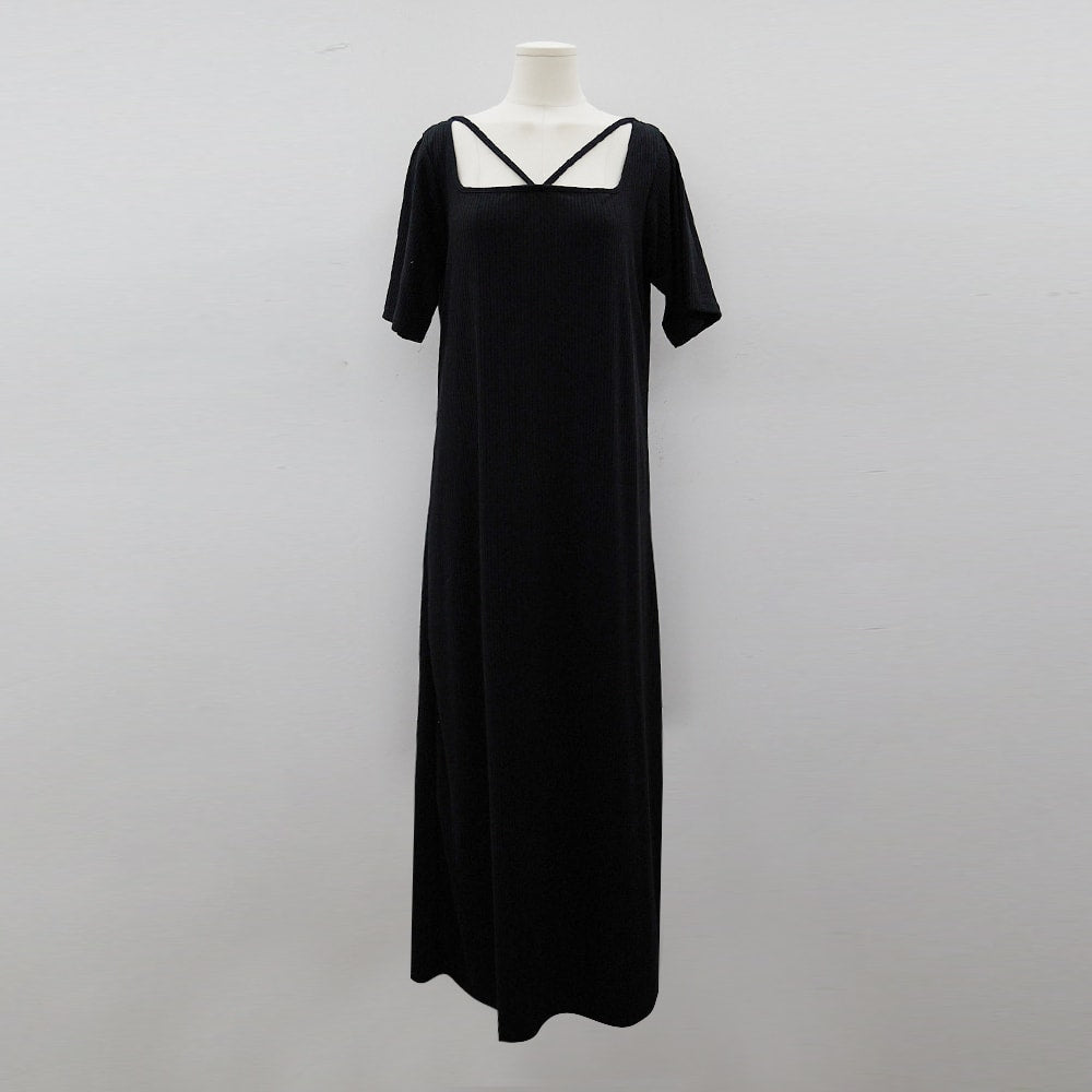 Plus Square Neck V Strap Maxi Dress IY24