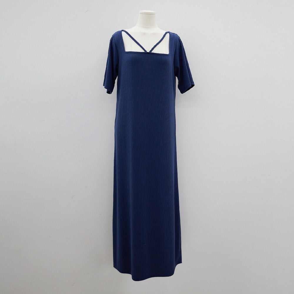 Plus Square Neck V Strap Maxi Dress IY24