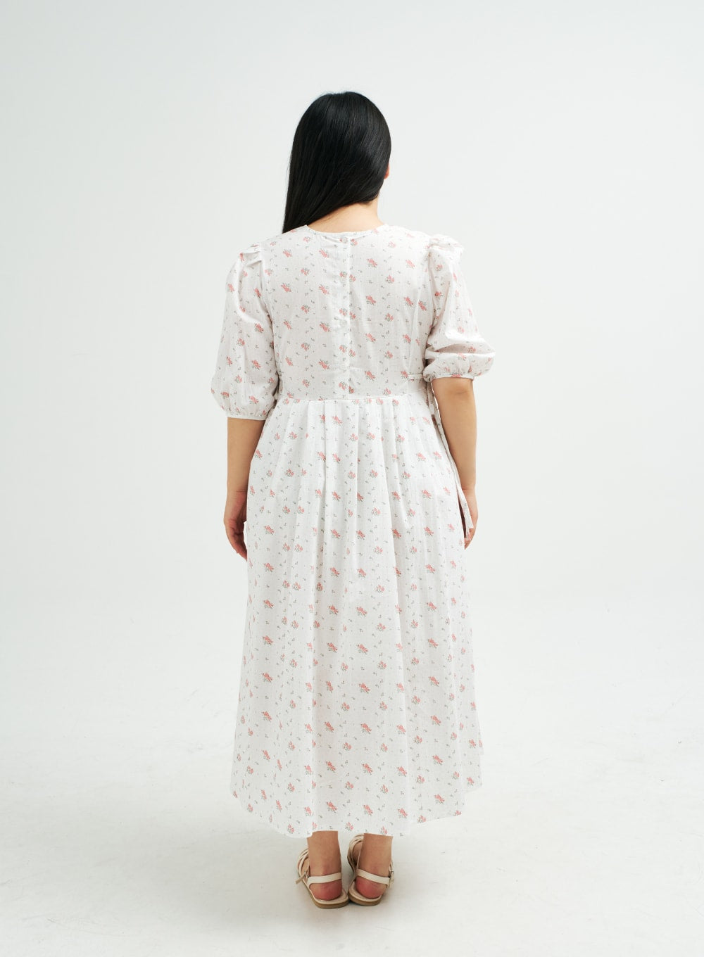 Plus Romantic Flower Print Ribbon Tie Maxi Dress IY24