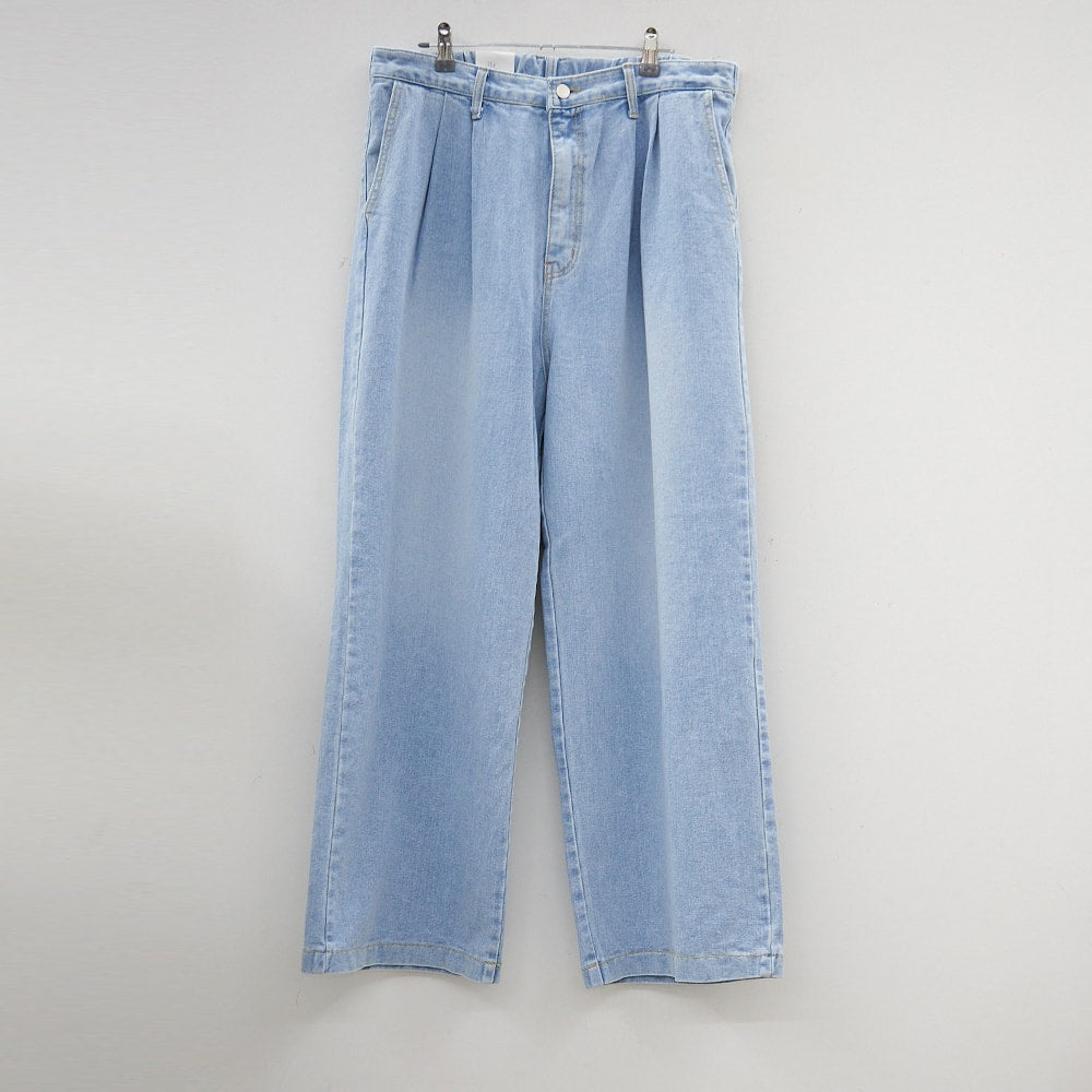 Plus Pintuck Wide Leg Denim Pants IY24