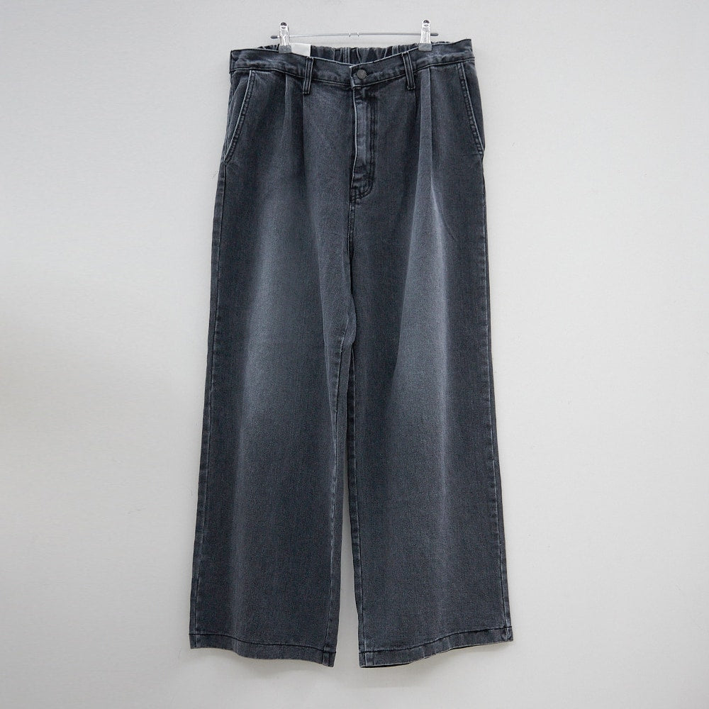 Plus Pintuck Wide Leg Denim Pants IY24