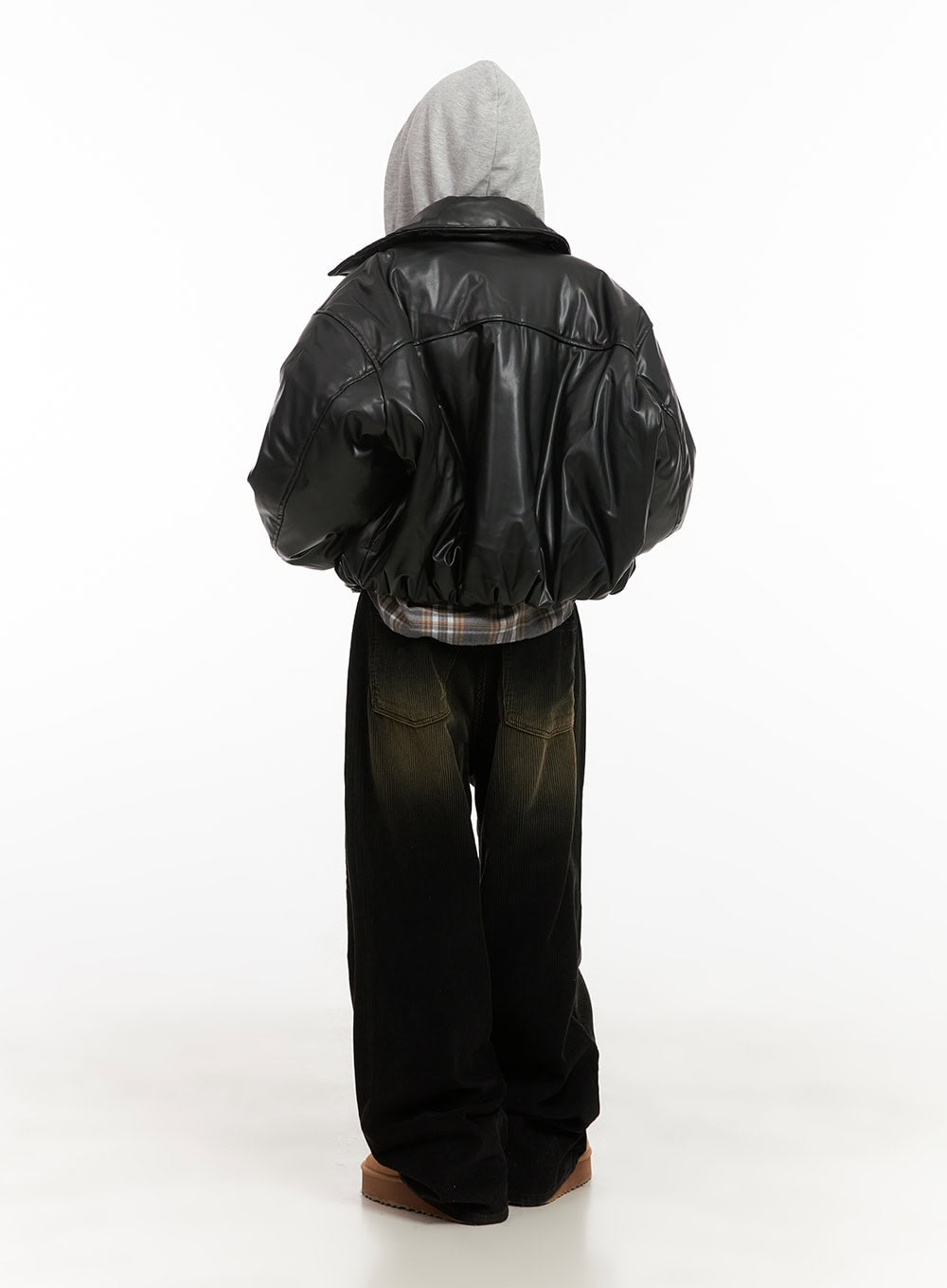 Buttoned Check Hooded Blouse CD410