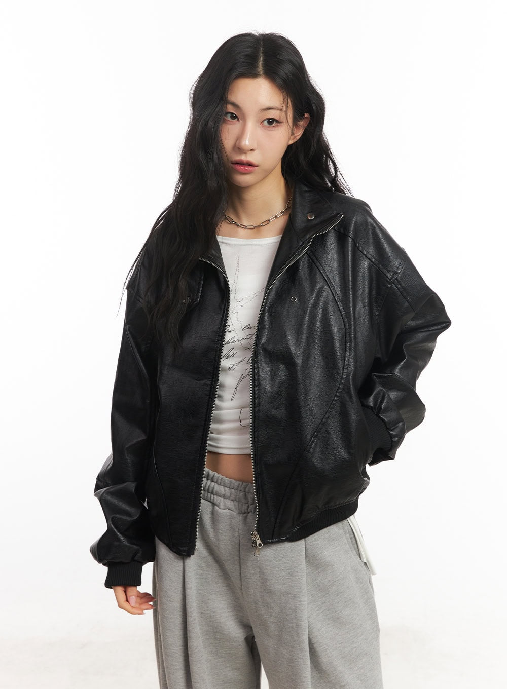 Refined Button-Up Leather Jacket CS412