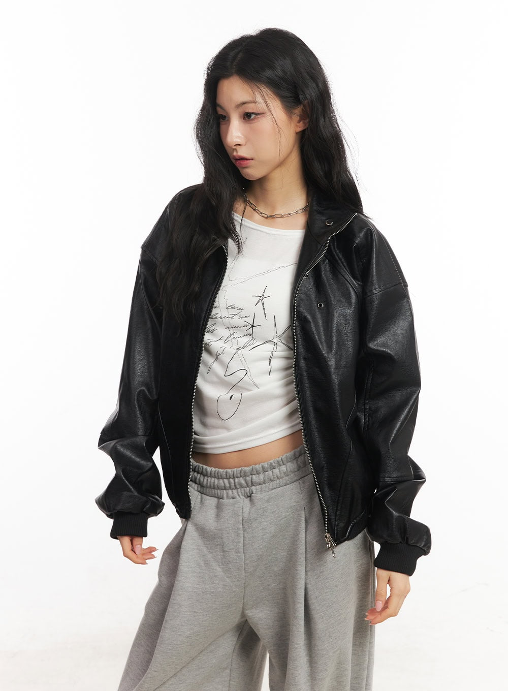 Refined Button-Up Leather Jacket CS412