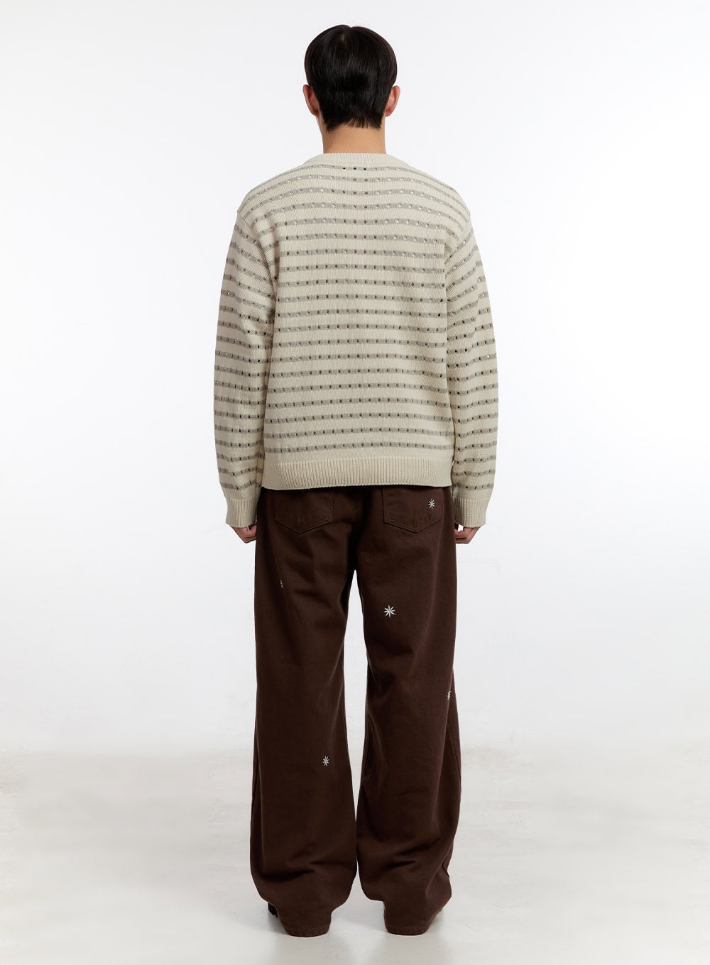 Men's Striped Button-Up Cardigan IA504